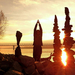 Stone balance silhouette game in the sunset(Hungary)by tamas kan