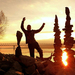 Stone balance silhouette game in the sunset(Hungary)by tamas kan