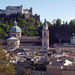 Salzburg, panoráma - tornyok, vár, Alpok