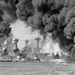 The battleships West Virginia and Tennessee burning after the Ja