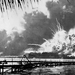 The USS Shaw explodes after being hit by bombs during the Japane