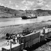 US military personnel working on roadway along the Panama Canal 