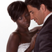 happy new wed interracial couple in wedding mood