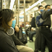 Swine Flu Masked Train Passengers in Mexico City