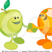 17341-Green-Apple-Shaking-Hands-With-An-Orange-While-Agreeing-On