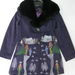 91017A-19 GUCCI PURPLE WOOL&RABBIT FOX COAT SIZE 2 4 6  PRICE US